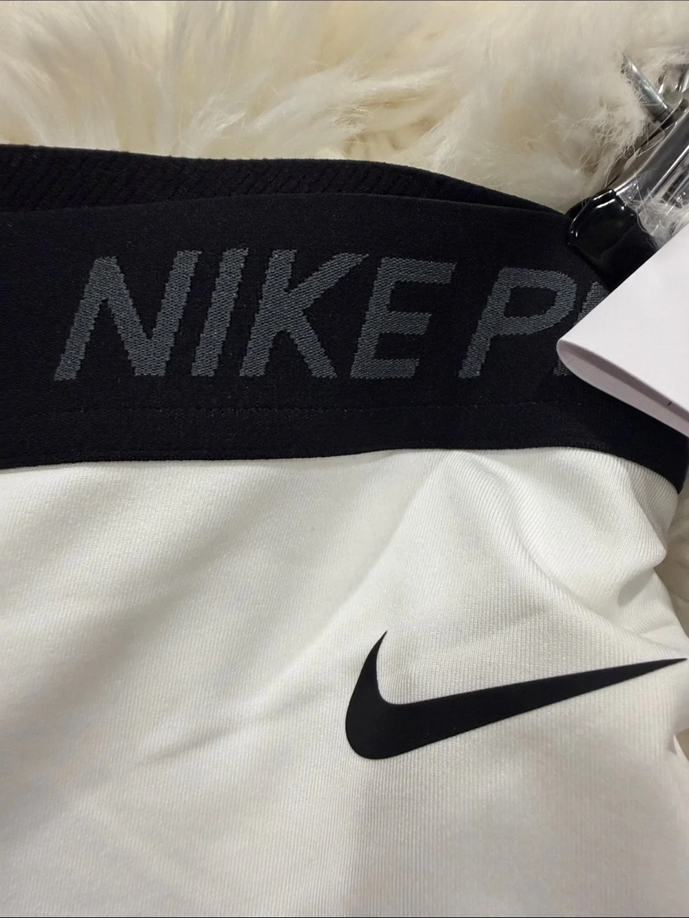 Nike White Compression Training Shorts with Black Waistband